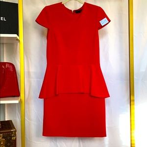 Alice + Olivia red crepe peplum waist mini dress